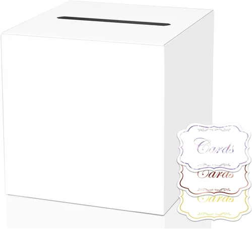 Miniatura 20 de WNINK Caja de tarjetas negra, caja de recepción de tarjetas de regalo para graduaciones, fiestas de cumpleaños, recepciones de boda, despedidas