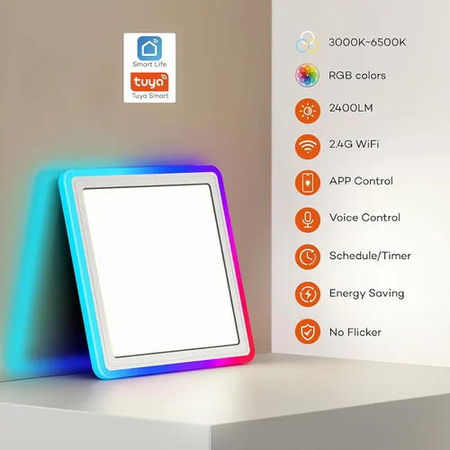 Miniatura 4 de Annaror Lámpara de techo LED inteligente WiFi, lámpara de montaje empotrado RGB de 13 pulgadas con control remoto, compatible con Alexa Google Home