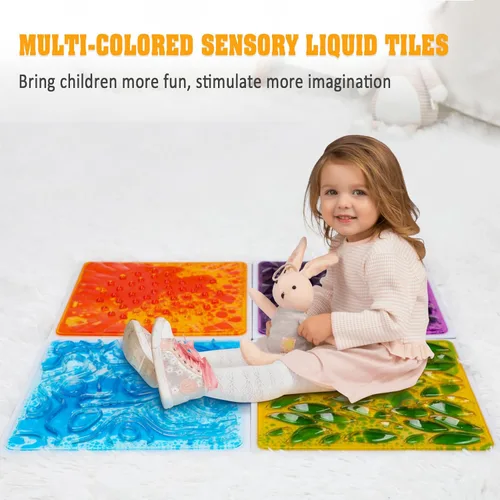 Miniatura 2 de Azulejos sensoriales para piso, juego de 4 alfombrillas texturizadas para jugar, almohadillas de 12 x 12 pulgadas para niños, azulejos decorativos