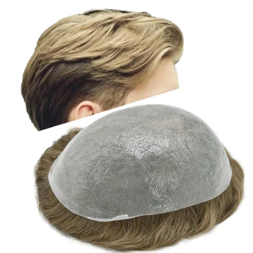 Miniatura 11 de Super Thin Skin Mens Toupee 0.001 in - Sistema de cabello de piel ultrafina para hombres, cabello humano negro, marrón, rubio, gris, peluca