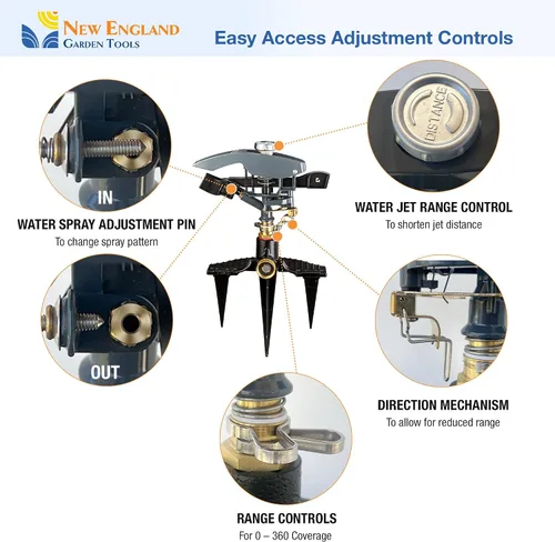 Miniatura 4 de Rociador pulsante de impacto resistente 300004, potente alcance de chorro de 80 pies de diámetro, control de rango de 360° para cubrir hasta 5,000
