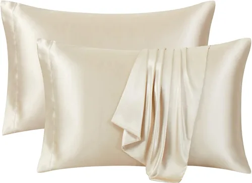 Miniatura 10 de Ersmak Juego de 2 fundas de almohada de satén estándar, ultra suaves y sedosas para cabello y piel, resistentes a las arrugas a la decoloración