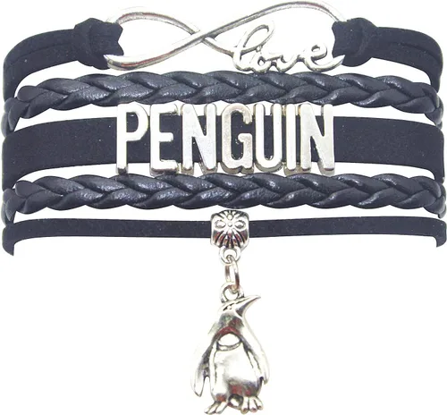 Pulsera de pingüino Pulsera de piel con diseño de pingüino, regalo para mujeres, niñas, hombres, niños más populares con temática de pingüino