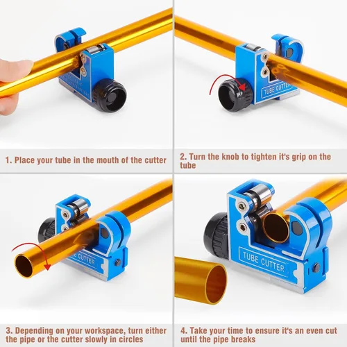 Miniatura 5 de WADEO Juego de Brocas de Corte y Expansión de Tubo de Cobre, Kit de Estampado y Desbarbado HVAC para Cobre, Herramienta de Estampado para Reparación
