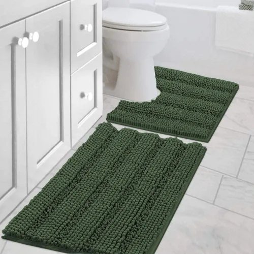 Miniatura 43 de H.VERSAILTEX - Alfombras de baño, juego de 2 piezas, alfombra de contorno para baño, juego de alfombras para inodoro, alfombra antideslizante