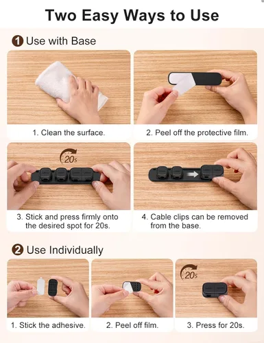 Miniatura 2 de Paquete de 6 clips magnéticos para cables [apertura/bloqueo en 1s], organizador y sujetador de cables Laitver con adhesivo fuerte para escritorio
