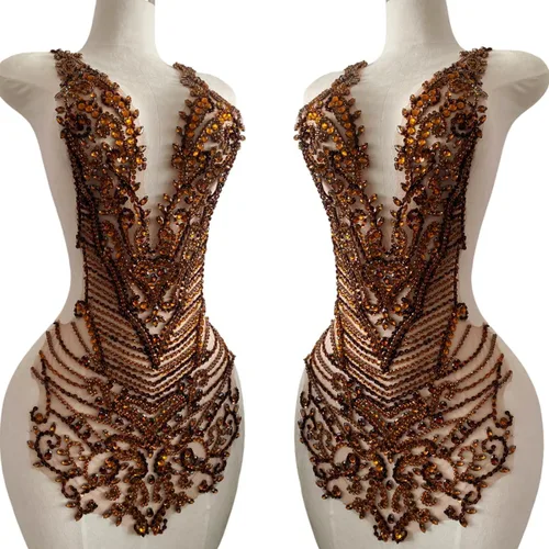 Miniatura 20 de Apliques de diamantes de imitación hechos a mano para coser en cuentas, parches de recorte, accesorios para vestido de novia, parche de encaje