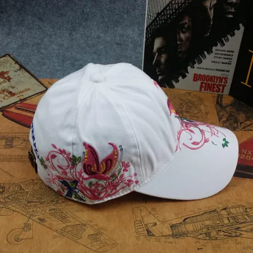 Miniatura 5 de Gorra de béisbol bordada con diseño de flores y lentejuelas de mariposa para mujer