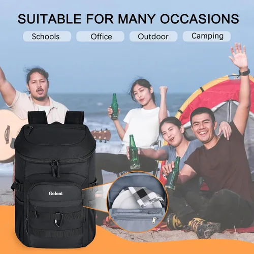 Miniatura 6 de Mochila térmica con aislamiento, a prueba de fugas, pequeña mochila térmica suave para hombres y mujeres, para campamentos, viajes, playa, Negro