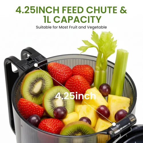 Miniatura 4 de Simple Deluxe Exprimidor de prensa en frío, máquinas exprimidoras de masticación lenta con canal de alimentación ancho, se adapta a frutas
