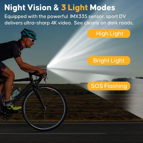 Miniatura 6 de Cámara de acción 4K 30fps con rastreador GPS, cámara inalámbrica para bicicleta, velocímetro/odómetro, tarjeta 64G gratis, DV deportivo