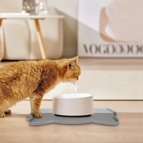 Miniatura 7 de Coomazy Tapete de silicona antideslizante más grueso para perros con borde elevado, impermeable, evita derrames de alimentos y escorrentía de agua
