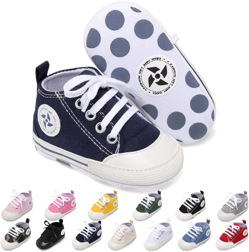 Miniatura 120 de Zapatos deportivos de lona de lona para bebés y niñas, suela antideslizante suave, suela antideslizante