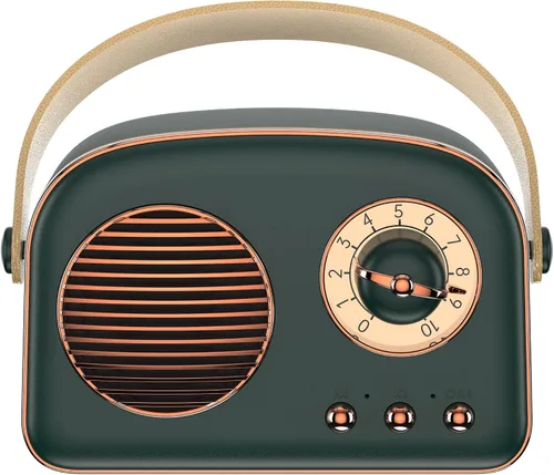 Oraolo Altavoces Bluetooth retro, pequeño altavoz Bluetooth inalámbrico, estilo de moda vintage, altavoz portátil para exteriores con sonido