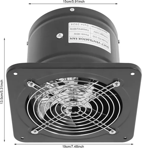 Miniatura 4 de DNYSYSJ Ventilador de escape de pared de 6 pulgadas, ventilador de alto flujo de aire, 110 V, 40 W, 2800 RPM, extractor de ventilación sin ruido