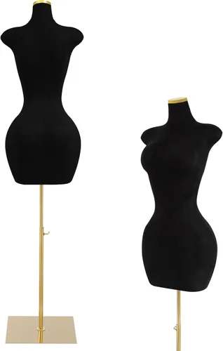 Torso de maniquí femenino | Forma de vestido de cuerpo ajustable | Forma de vestido M-annequin para coser | Altura ajustable de 59-83 pulgadas |
