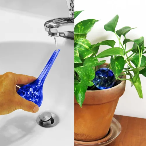 Miniatura 6 de Evelots Globos de riego de plantas (paquete de 3) - Vidrio soplado a mano - Sistema automático de riego de agua - Interior/exterior - Deja tu hogar