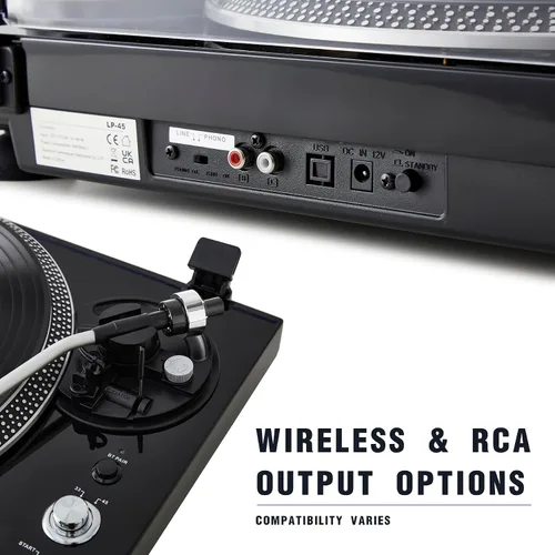 Miniatura 4 de Tocadiscos de transmisión por correa de alta fidelidad con cartucho premium, control de pitch ±10%, brazo de tono de retorno automático, reproductor