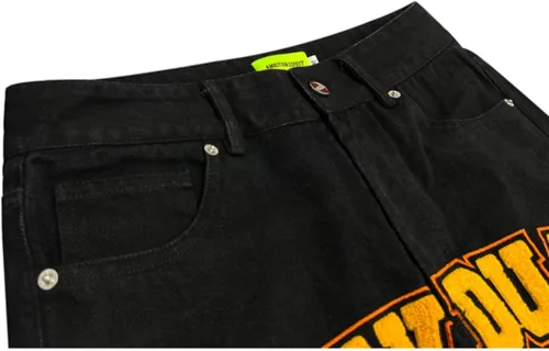 Miniatura 5 de Pantalones de mezclilla para hombre con estampado callejero, sueltos, estilo hip hop, rectos, vintage, holgados, pantalones largos, ropa de calle