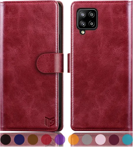 Miniatura 9 de SUANPOT Funda de piel tipo cartera para Samsung Galaxy A12 con bloqueo RFID, tarjetero para tarjetas de crédito, funda de teléfono con tapa a prueba