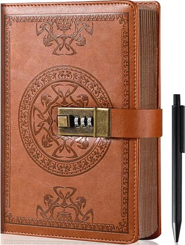 Miniatura 14 de Diario CAGIE con cerradura para hombres y mujeres, recargable con 290 páginas rayadas, diario con cerradura con bolígrafo, diario de escritura