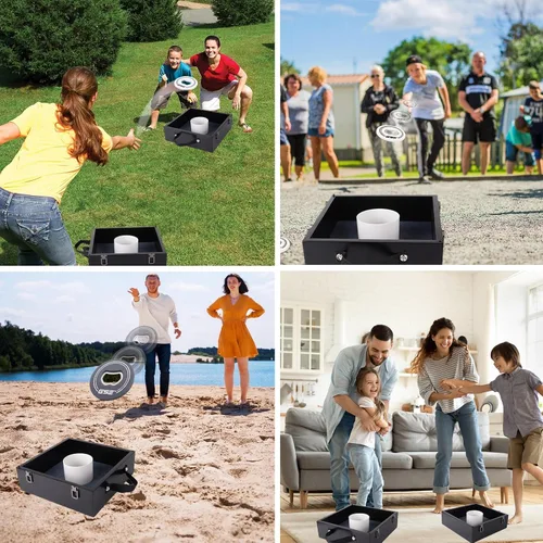 Miniatura 6 de GSE Games & Sports Expert Juego de lanzamiento de arandelas de madera premium con 8 arandelas con abridor de botellas para adultos y familia. Juego