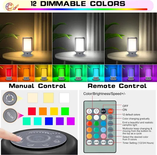 Miniatura 3 de Lámparas LED de mesa que cambian de color, lámpara de noche regulable con control remoto, lámpara de escritorio enchufable para dormitorio, sala