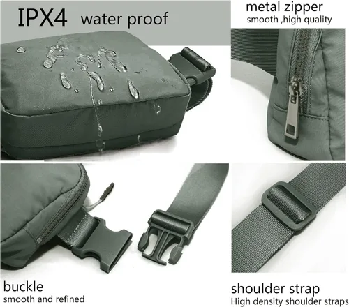 Miniatura 6 de Riñonera Bolsa de Cintura Bolso Cruzado Bolsa de Cadera para Correr Senderismo Viajes Entrenamiento Correa Ajustable para Mujeres, Gris oscuro