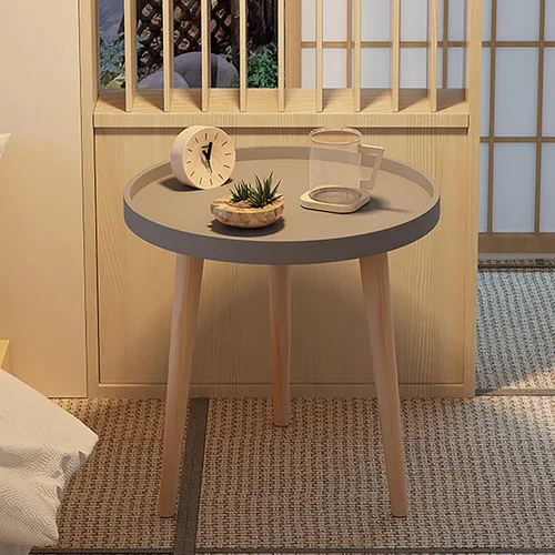 Miniatura 9 de Mesa auxiliar redonda, bandeja para mesita de noche, mesa auxiliar para sala de estar, dormitorio, espacios pequeños, patas de haya