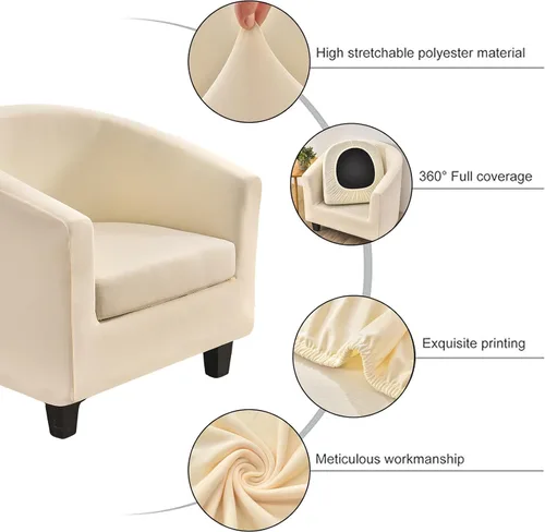 Miniatura 2 de NILUOH - Funda elástica para silla de club de 2 piezas, funda suave y elástica para silla de bañera, fundas para sillas de barril, fundas