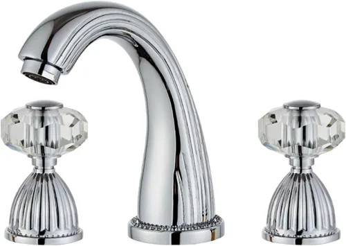 Morden - Grifo de Baño Cromado de Tres Orificios Extendido con 2 Manijas de Cristal, Grifos de Lavabo de Baño, Grifo Vintage de Tocador Cromo tipo 2