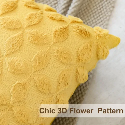 Miniatura 5 de OTOSTAR Juego de 2 fundas de almohada decorativas de terciopelo de lana suave con patrón de flores en 3D, fundas de cojín para sofá de sala