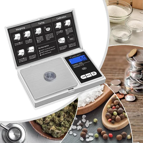 Miniatura 6 de Fuzion Báscula de gramo de bolsillo - 35.27 oz/0.00 oz Mini báscula digital de alimentos de viaje Plateado