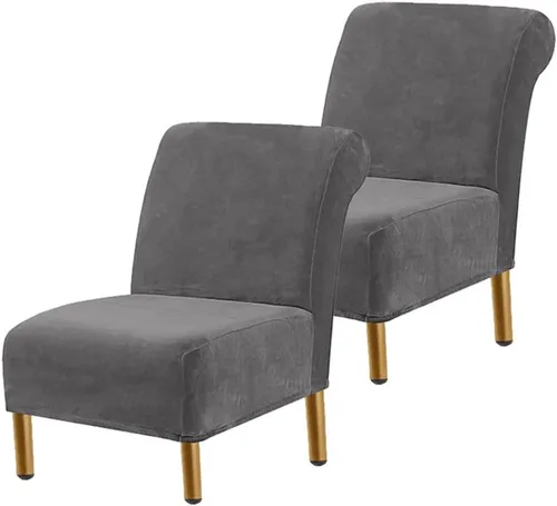 Miniatura 20 de Funda para silla decorativa sin brazos, de terciopelo elástico, extraíble, lavable, protector moderno de muebles con parte inferior elástica