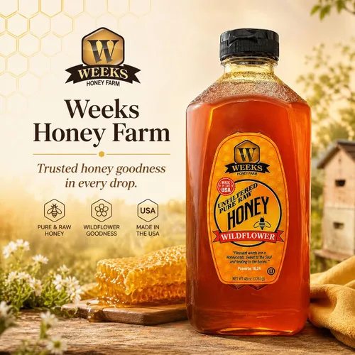 Miniatura 8 de WEEKS HONEY Jarra de miel de flores silvestres, 48 onzas