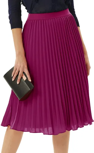 Miniatura 73 de GRACE KARIN - Falda plisada de gasa para mujer, con cintura alta y elástica, vuelo, corte acampanado y longitud por debajo de la rodilla