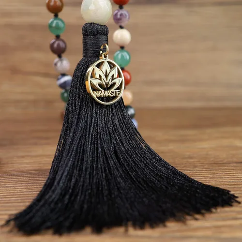 Miniatura 5 de COAI Collar Mala de piedra anudada a mano con 108 cuentas
