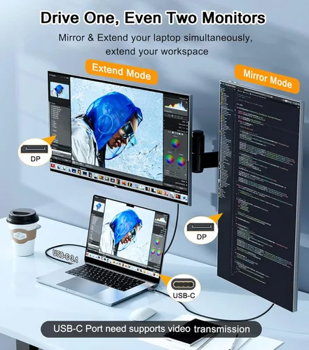 Miniatura 5 de Cable USB C a DisplayPort de 6 pies (4K a 60 Hz, 2 K a 144 Hz), cable USB C a DP 1.2 compatible con MacBook Pro/Air y más portátiles que admiten