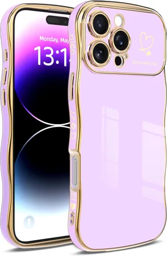 Miniatura 13 de IAIYOXI Funda para iPhone 11 para mujeres y niñas, bonito diseño ondulado con forma rizada, patrón de corazón, protección de cámara elevada, chapado