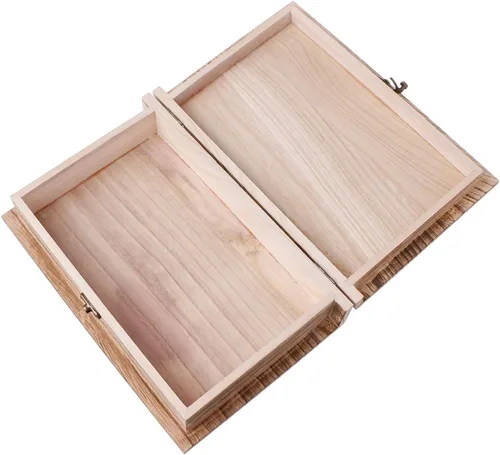 Miniatura 7 de Caja de madera con cierre con bisagras, caja de almacenamiento de joyas, organizador de artículos diversos
