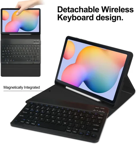 Miniatura 2 de Funda con teclado retroiluminado arcoíris para Galaxy Tab S6 Lite de 10.4 pulgadas con mouse y 7 colores RGB retroiluminación colorida teclado