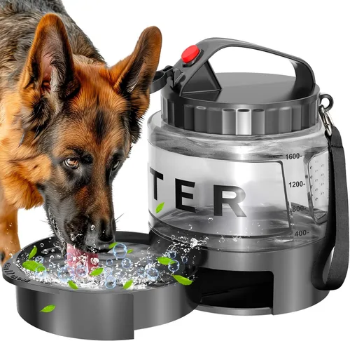 Botella de agua para perros, tazón de viaje grande de 56 onzas para perros, dispensador de cuencos de agua portátiles para camping, artículos