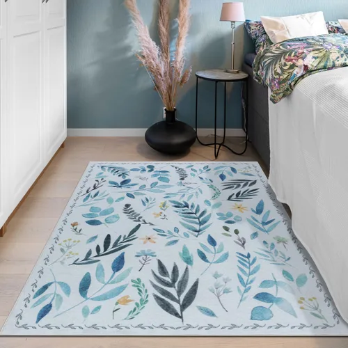 Miniatura 36 de Alfombras de 6 x 9, alfombras grandes lavables con flores estilo boho, alfombra de pelo bajo antideslizante y ultradelgada, alfombra para puerta