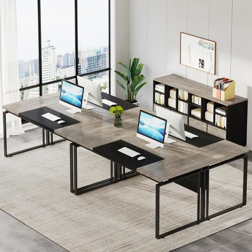 Miniatura 6 de Tribesigns Escritorio ejecutivo en forma de L con archivador reversible, escritorio de oficina de 63" con cajones de almacenamiento, escritorio