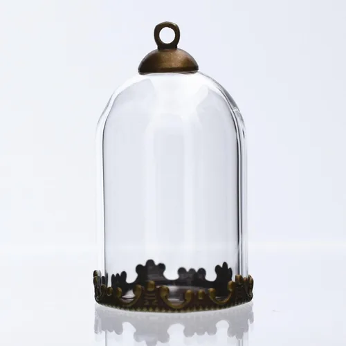 Miniatura 2 de 10 piezas de botella de globo de vidrio de tubo transparente con accesorios, cúpula de vidrio hueca, dijes colgantes de vial, Vidrio, vidrio bronce