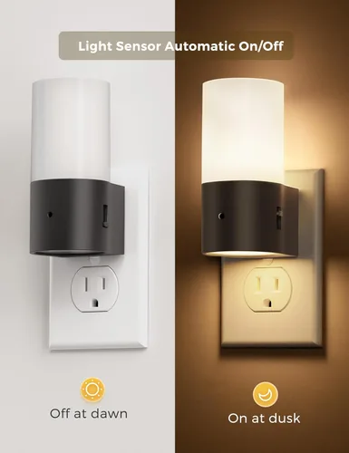 Miniatura 2 de L LOHAS LED Luces nocturnas enchufables a la pared, luz nocturna moderna con sensor de atardecer a amanecer, blanco suave 3000K, luz nocturna