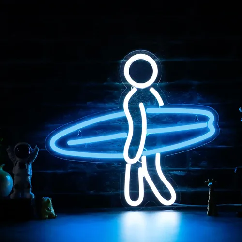 Miniatura 2 de Letrero de neón de surfista para decoración de pared de dormitorio alimentado por USB, decoración de tabla de surf, luz de surfista regulable