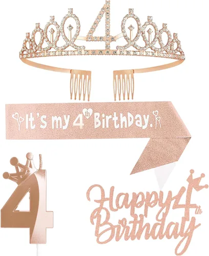 Miniatura 13 de Decoraciones de cumpleaños número 7 para niña, que incluyen corona/tiara de cumpleaños número 7, banda, adorno para pastel de cumpleaños y velas