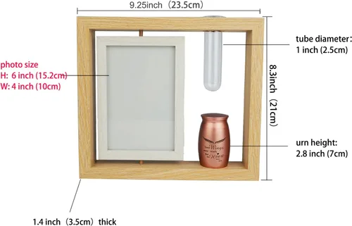 Miniatura 6 de Twotigers Urna pequeña de 2.8 pulgadas para cenizas humanas y marco de fotos conmemorativo para una foto de 4 x 6 pulgadas, mini urna de recuerdo