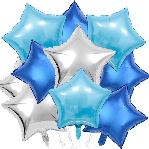 Miniatura 22 de Globos de papel de aluminio con forma de estrella de arena beige, marrón y blanco, 10 globos de Mylar en forma de estrellas de 18 pulgadas
